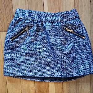 Janie and Jack Blue Tweed Mini Skirt with Gold Zippers